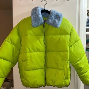 Urban Outfitters Lime Green Puffer Jacket